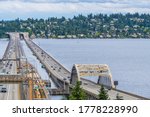 Interstate 90 floating bridges in Seattle, Washington.