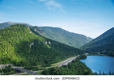 Interstate Highway 93 Through Franconia Notch Near Echo Lake At The Base Of Cannon Mountain In The White Mountain Region Of Franconia New Hampshire.