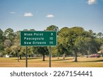 Interstate road signs approaching New Orleans.