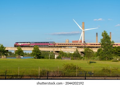 Interstate Train At Somerville In Boston, Massachusetts MA, USA.