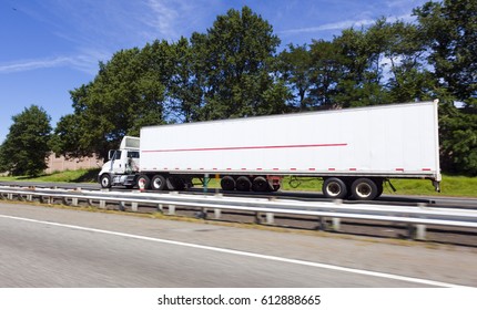 Interstate Trucking Under Blue Sky. New Jersey Turnpike.