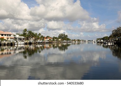 The intracoastal waterway in South Florida, in an upscale neighborhood.
