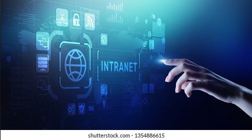 Intranet Business Corporate communication document management system dms. Privacy cybersecurity technology concept on virtual screen. - Shutterstock ID 1354886615