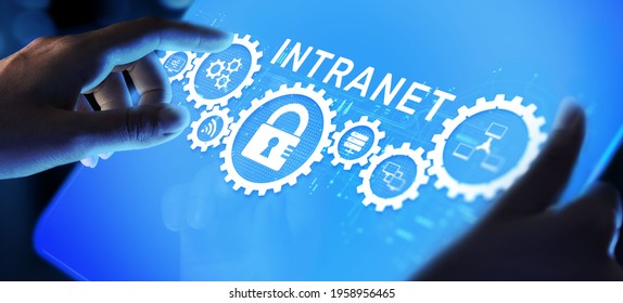 Intranet Corporate communication network Business technology networking concept. - Shutterstock ID 1958956465