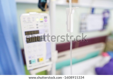 Intravenous infusion of normal saline in the hospital ward 