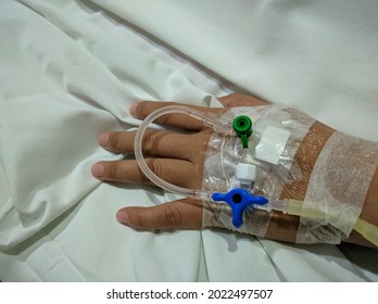 Intravenous In Woman's Left Hand