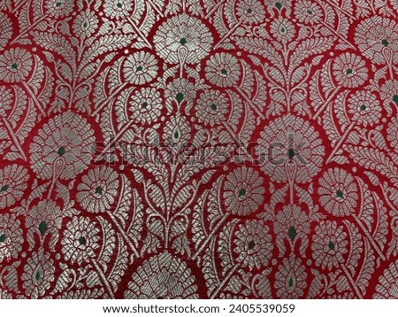 Intricate Mughal  floral design pure silk brocade 