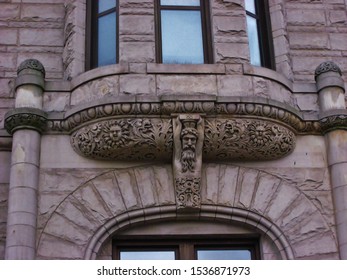 Intricate Sandstone Carvings On The Facade Of The Wood County Courthouse, Parkersburg, West Virginia