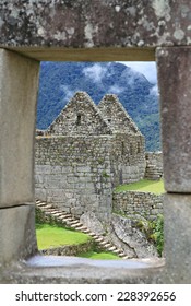 Intricately Crafted Stonework At Machu Picchu, Peru