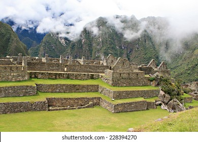 Intricately Crafted Stonework At Machu Picchu, Peru