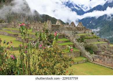 Intricately Crafted Stonework At Machu Picchu, Peru