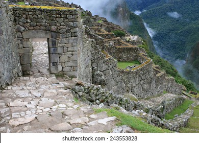 Intricately Crafted Stonework At Machu Picchu, Peru