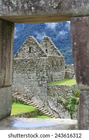 Intricately Crafted Stonework At Machu Picchu, Peru