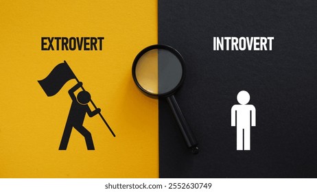 Introvert and extrovert are shown using a text