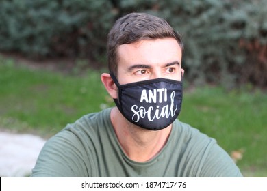 Introvert Man With Anti Socail Behaviour Wearing Protective Mask