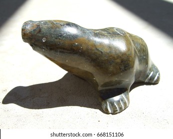 Inuit Walrus Soapstone Carving