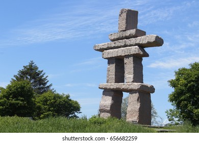 Inukshuk Located In Toronto's Inukshuk Park Along Waterfront Trail Summer