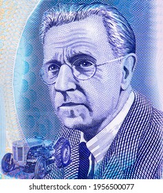 Inventor Henry George “Harry” Ferguson. Portrait From Northern Ireland 20 Pounds Danske 2020 Polymer Banknotes.