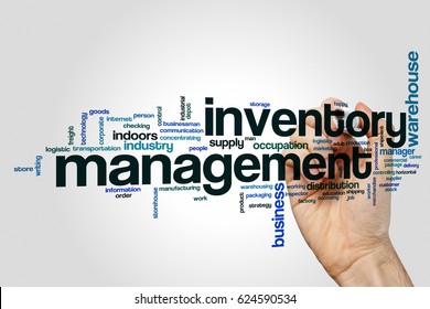 Inventory Management Word Cloud Concept On Grey Background