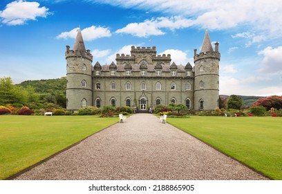Inveraray castle and garden with blue sky, Inveraray,Scotland - Shutterstock ID 2188865905
