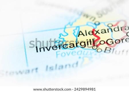 Invercargill. New Zealand on a map