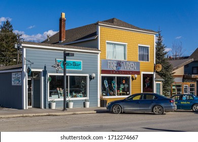 INVERMERE, CANADA - MARCH 18, 2020: art gallery in small town british columbia.