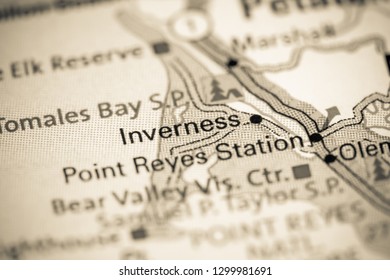 Inverness. California. USA On A Map