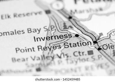 Inverness. California. USA On A Map