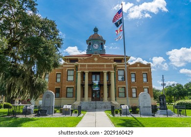 INVERNESS, FLORIDA, USA - JULY 31, 2021: Old Citrus County Courthouse Heritage Museum. Scenes from the Elvis Presley movie "Follow That Dream" were filmed inside.