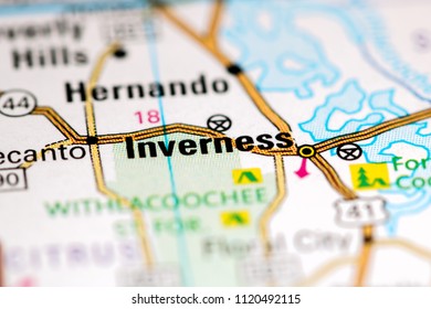 Inverness. Florida. USA On A Map