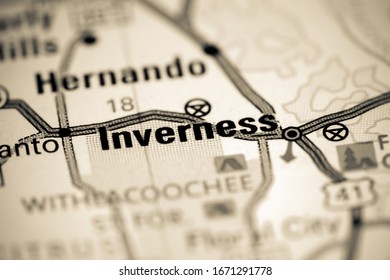 Inverness. Florida. USA On A Map