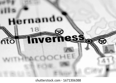 Inverness. Florida. USA On A Map