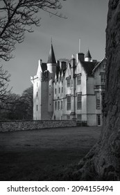 Inverness, Highlands, Scotland - December 21, 2021: Brodie Castle In Winter Light From The Drive.