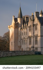 Inverness, Highlands, Scotland - December 21, 2021: Brodie Castle In Winter Light From The Drive.