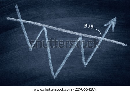 Inverse Head and Shoulders stock exchange graph pattern write on chalkboard , stock price action analysis in finance concept