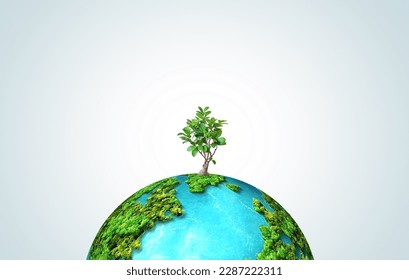 Invest in our planet. Earth day 2023 concept background. Ecology concept. Design with globe map drawing and leaves isolated on white background.  - Shutterstock ID 2287222311