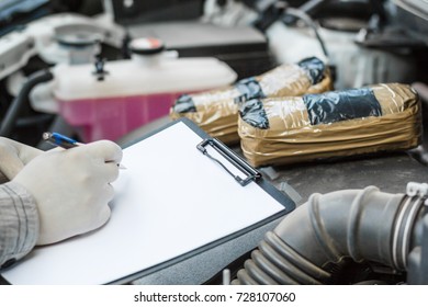 investigation of crimes. evidence at the crime scene. drugs. drugs in cars - Shutterstock ID 728107060