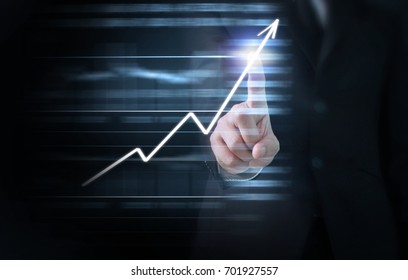 Investment concept,hand with stock financial chart symbols coming from hand