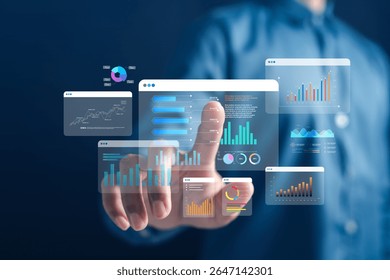 Investment data analysis with interactive financial dashboards and charts for performance insights, planning, and ROI tracking. Ideal for fintech platforms, economic review, and digital forecasting.