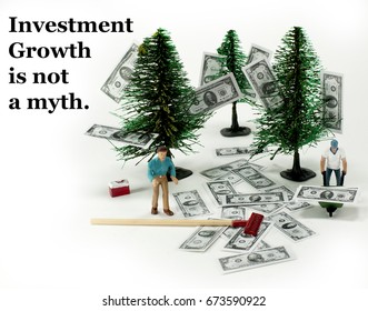 Investment Growth Is Not A Myth.  Money Growing On Trees On A White Background.