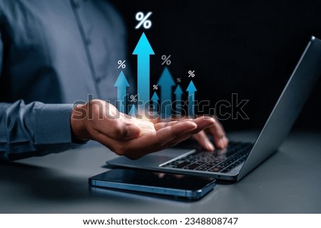 investor, interest, finance, financial, investment, stock, graph, growth, banking, invest. on the palm graph is going growth up to take benefit. then percent symbolic is showing that. it mean interest