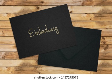 Invitation German Handwritten On Black Envelope Stock Photo 1437295073