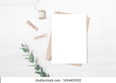 Invite Mockup - Greeting Card Template - Feminine Papers - Stationery On The Table