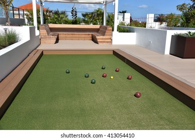 Inviting Bocce Ball Court On Artificial Turf