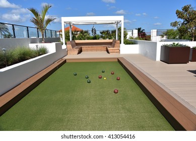 Inviting Bocce Ball Court On Artificial Turf