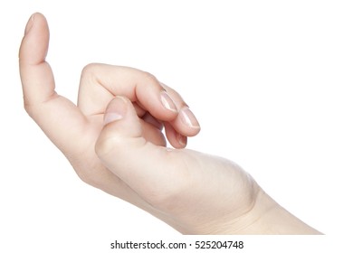 Inviting Gesture, A Hand On A White Background