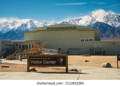 Inyo County, California / USA - Nov 17, 2017: Entrance Gate To Manzanar, The American Concentration WWII Japanese Internment Camp Located Between Lone Pine And Independence.