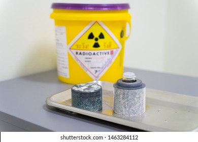 Iodine 131(I-131)Radioactive Isotopes Used For Hyperthyroidism Treatment Are Stored In Lead Boxes For Safety.