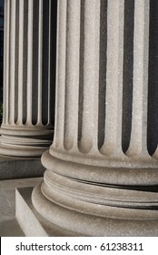 Ionic Columns On A New York City Courthouse.