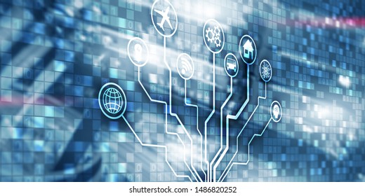 IOT. DIgitalization, Digital disruption background matrix information technology and internet concept - Shutterstock ID 1486820252
